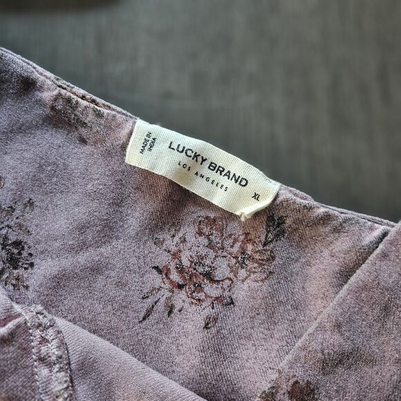 Lucky Brand Floral Print Button Down Slip Dress Women's Size XL Purple Babydoll - Picture 6 of 8